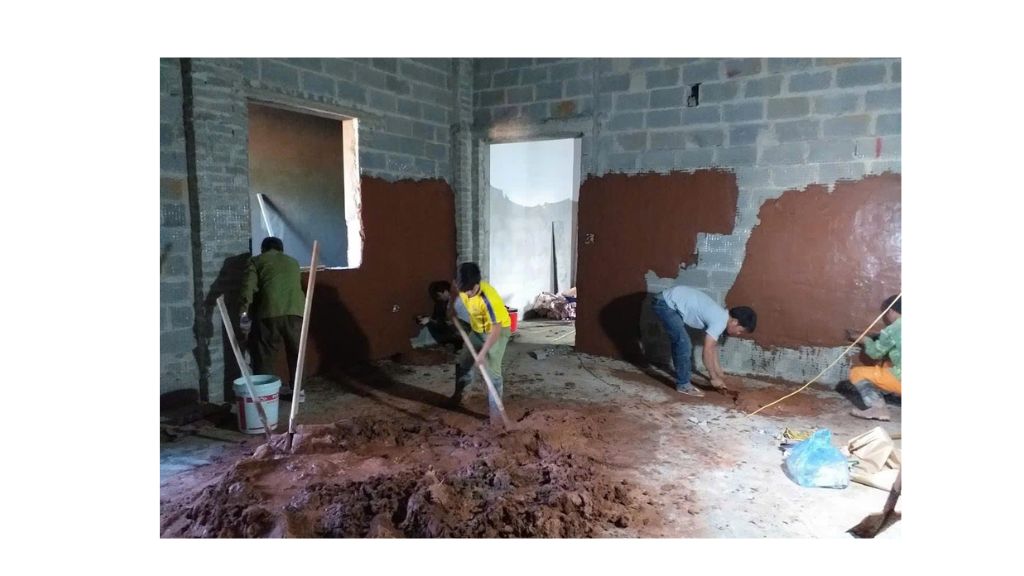 Thi công lớp vữa chống bức xạ bằng bột barite trộn xi măng cho phòng X-quang tại cơ sở y tế