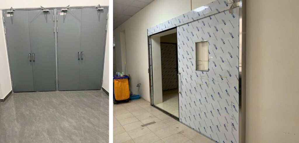 Cửa bọc chì chống bức xạ hai cánh lắp đặt tại bệnh viện